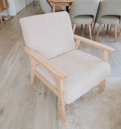 Bouclé Armchair Boucle Chair Kmart, Diy Living Room Chair, Boucle Chair Diy, Diy Arm Chair, Diy Accent Chair, Kmart Furniture, Kmart Diy, Diy Armchair, Armchair Diy