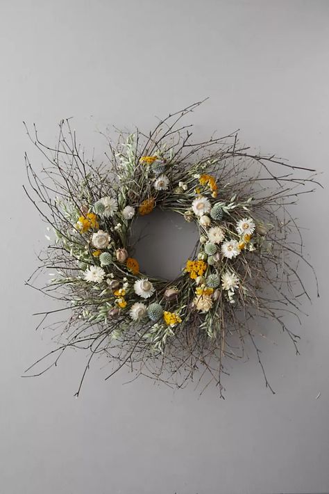 Dried Wreath, Birch Branches, Fleurs Diy, Natural Wreath, Dried Flower Wreaths, Fall Front Porch Decor, Wreaths Diy, Wreaths & Garlands, Deco Floral