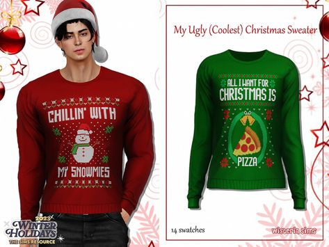 The Sims Resource - My Ugly (Coolest) Christmas Sweater for men Cc Winter Clothes, Sims 4 Cc Winter Clothes, Xmas Clothes, Sims 4 Male Clothes, Christmas City, Sims 4 Children, Sims 4 Mm Cc, Sims 4 Mm, Sims 4 Downloads