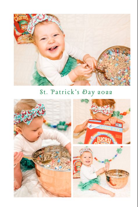 All you need are some hearts, stars, horse shoes, rainbows and blue moons for this simple (and delicious) Saint Patricks day photo shoot. St Patricks Day Photo Shoot Toddler, Baby Saint Patricks Day Photo Shoot, St Patrick's Day Photos, Baby Holiday Photos, Toddler Photoshoot, Monthly Baby Photos, Photography Mini Sessions, First Year Photos, Monthly Baby