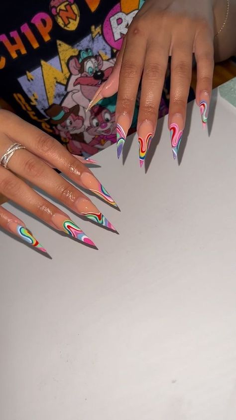 Stiletto Nails Idea, Stilleto Acrylic Nails Design, Cute Stilleto Nails Designs, Acrylic Nail Designs Glam, Long Nail Designs Stilettos, Groovy Nails Acrylic, Stiletto Nails Spring, Long Stilleto Nails Design, Stilleto Nails Designs Summer