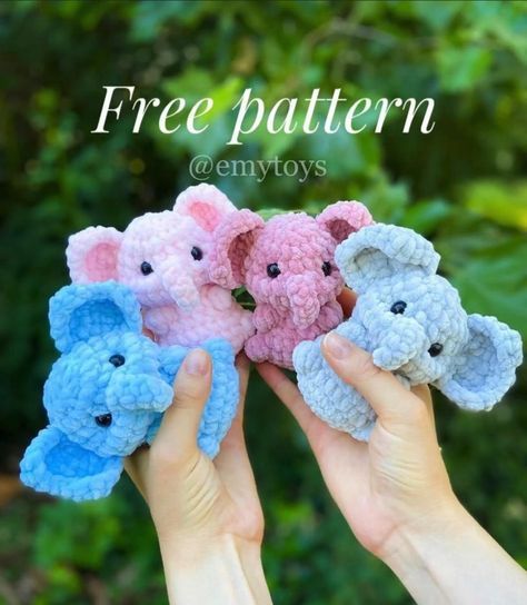 Free crochet elephant pattern! #CrochetProjects, #DIYCrochet, #CrochetPatterns Complete Beginner Crochet Project, Plush Animal Crochet Pattern, Small Crochet Projects Animals, Crochet Amigurumi One Color, Mini Crochet Elephant, Simple Crochet Stuffies, Super Easy Amigurumi, Single Color Amigurumi, Mini Elephant Crochet Pattern Free