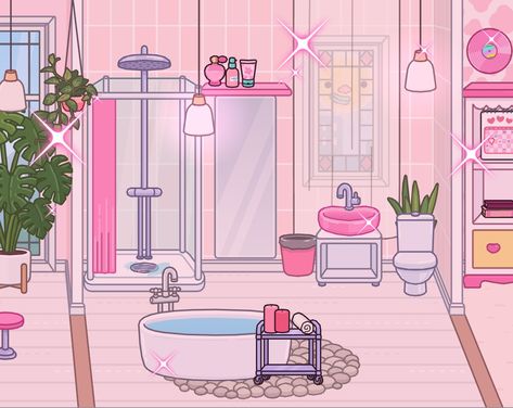 Toca Boca Pink House Ideas, Toca Baca, Sink Drawing, Rainbow Bathroom, Toca Ideas, Barbie Bathroom, Bloxburg Hacks, Paper Doll Printable Templates, Rainbow House