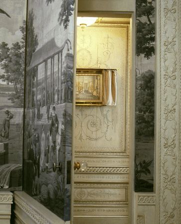 Grisaille Wallpaper, Secret Passageways, Scenic Wallpaper, Hidden Rooms, Hidden Door, Secret Rooms, New York Apartment, Architecture Details, Doors Interior