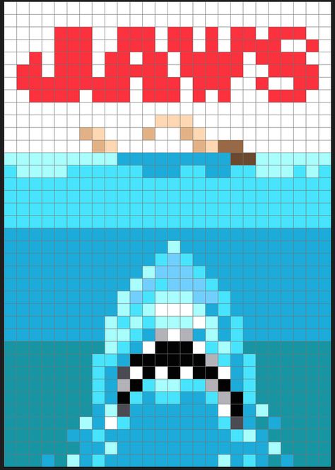 Pixel Art Shop - News Jaws Pixel Art, Famous Pixel Art, Pixel Art For Staving Artist, Movie Poster Pixel Art, Pirate Ship Pixel Art, Rick And Morty Pixel Art Grid, 29x29 Pixel Art, Nerd Pixel Art, Weird Pixel Art