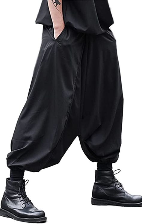 Wide Legs Men Pants, Harem Pants Aesthetic, Japanese Harem Pants, Baggy Japanese Pants, Japanese Trousers Men, Japanese Streetwear Pants, Toji Fushiguro Pants, Baggy Clothing Men, Japanese Sweatpants