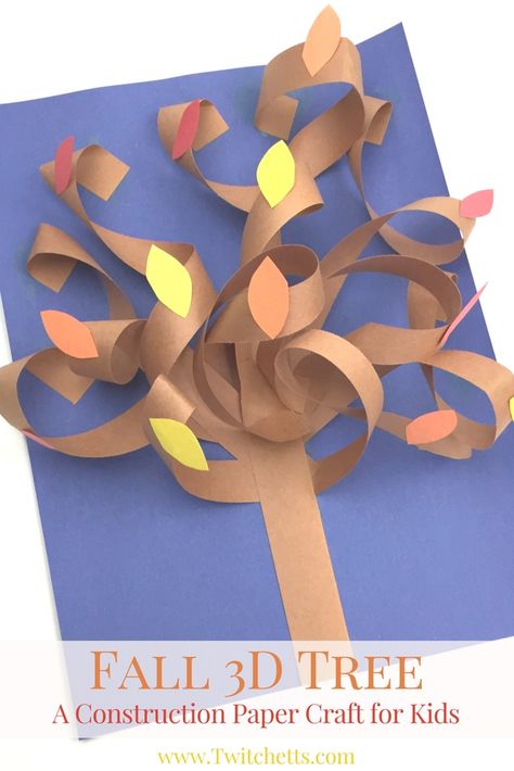 This constructions paper tree is a fun 3d construction paper craft. Create it all seasons by just switching up the fall leaves for blossoms, green leafs, apples, or leave them bare. First Grade Fall Art Projects, Construction Paper Tree, Paper Tree Craft, Construction Paper Art, 3d Construction, Construction Paper Crafts, Fall Art Projects, 3d Tree, Fall Tree