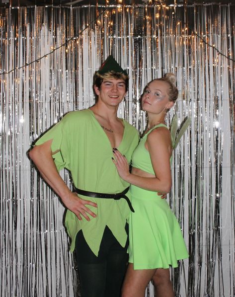 aesthetic • halloween • couples costume Tinkerbell Peter Pan Costume, Peter Pan And Tinkerbell Costume Couple, Tinker Bell And Peter Pan Costume, Peter Pan Tinkerbell Costume, Tinkerbell And Peter Pan Costume, Peter Pan Couple Costume, Peter Pan And Tinkerbell Costume, Tinkerbell And Peter Pan, Peter Pan Halloween