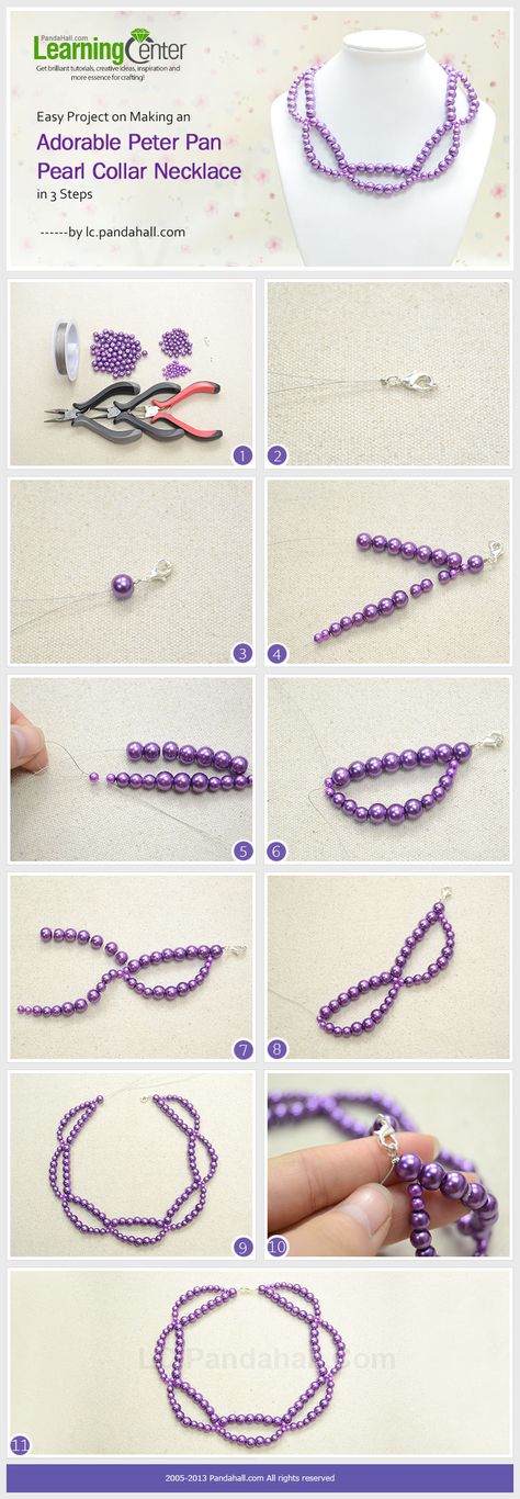 Easy Project on Making an Adorable Peter Pan Pearl Collar Necklace in 3 Steps Pearl Collar, Beaded Jewelry Tutorials, Necklace Patterns, Homemade Jewelry, Beaded Jewelry Patterns, Jewelry Making Tutorials, Perfect World, Beads And Wire, Bead Jewellery