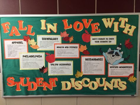 November Bulletin Board: student discounts. November College Bulletin Boards, November Bulletin Board Ideas College, Thanksgiving Bulletin Board Ideas Ra, November Bulletin Boards For College, September Bulletin Board Ideas College, November Bulletin Boards Ra, November Ra Board Ideas, Ra November Bulletin Boards, October Bulletin Board Ideas College