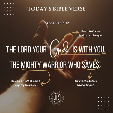 🌿 "The Lord your God is with you, the Mighty Warrior who saves." —Zephaniah 3:17 📖

💖 Mighty Savior: Trust in the Lord’s saving power.
💖 Never Alone: Know that God is always with you.
💖 Share His Presence: Remind others of God’s mighty presence.

God, your mighty warrior, is always by your side. 🕊️

🌐 Visit our website https://jcafriendtilltheend.com to download photos and read blogs.

#Zephaniah317 #MightyWarrior #GodIsWithYou #DivineSalvation #ChristianStrength #GodSaves Malachi 3 10, Mighty Warrior, Always By Your Side, Bible Verse For Today, Christian Studies, Trust In The Lord, Daily Verses, Never Alone, Save Power