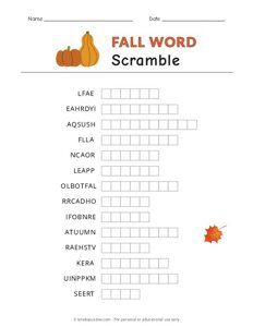 Printable Puzzles for Kids Fall Word Scramble, Fun Printable Activities, Christmas Word Scramble, Jumbled Words, Unscramble Words, Word Skills, Valentines Day Words, Printable Puzzles For Kids, Fall Words