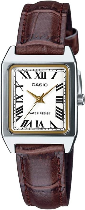 Amazon.com: Casio Analog LTP-V007L-7B2UDF, Brown, Strip : Clothing, Shoes & Jewelry Casio Watch Women, Casio Quartz, Casio Classic, Brown Watches, Brown Leather Watch, Small Tank, White Watch, Casual Watches, Brown Belt