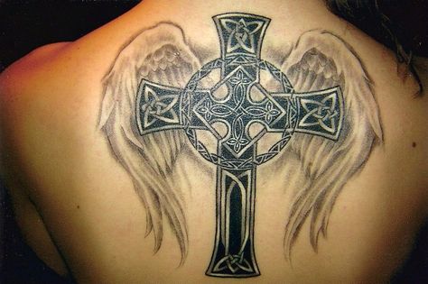 celtic-cross-tattoo-with-angel-wings | littlemandelph | Flickr Cross With Angel Wings, Cross With Wings Tattoo, Alas Tattoo, Celtic Tattoo Designs, Tattoo Son, Celtic Cross Tattoos, Cross Tattoos For Women, Irish Tattoos, Cross Tattoo For Men