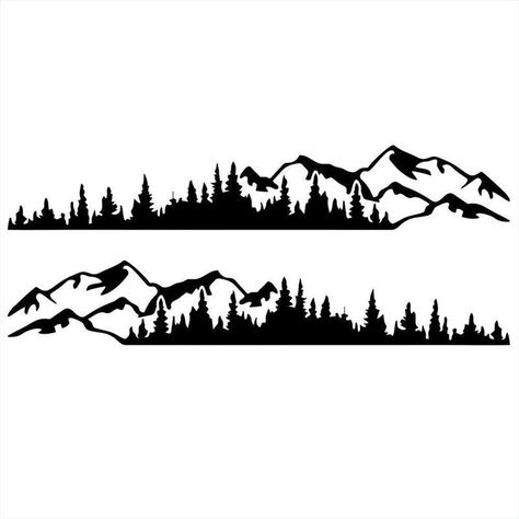 Mountain Tree Silhouette, Trekking Silhouette, Mountain Shilloute, Free Jeep On Mountain Svg Files For Cricut, Hiker Silhouette Hiking, Deer Stencil, Mountain Svg, Mountain Silhouette, Black Truck