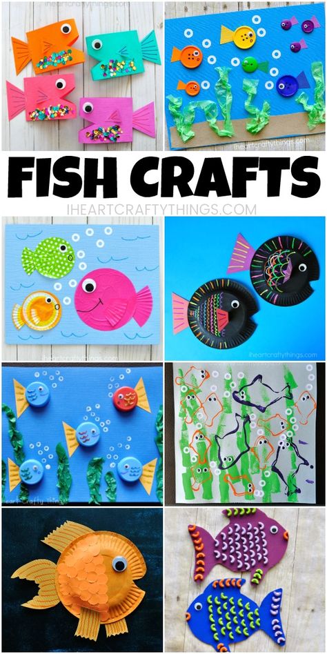 Here are 10 fun fish crafts for kids that are simple to make, are colorful and work great any time of the year, especially for summer kid crafts. Find paper fish crafts, paper plate fish crafts and mixed media fish art projects for kids to enjoy. #kidscraft #papercraft #fish #kidsactivities #craftsforkids #iheartcraftythings #summercamp #artprojectsforkids Fish Art Projects For Kids, Fish Crafts For Kids, Paper Plate Fish, Paper Fish, Art Projects For Kids, Sea Crafts, Fish Crafts, Summer Crafts For Kids, Ocean Crafts