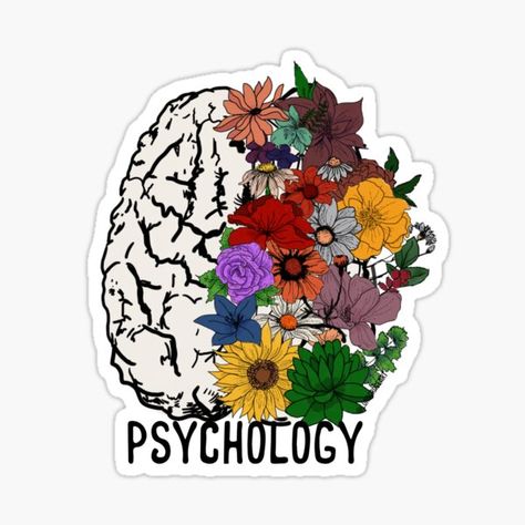 Millions of unique designs by independent artists. Find your thing. Psychology Stickers, Planner Images, Floral Brain, Brain Sticker, Project Cover, Project Cover Page, Art Logos, Pop Art Collage, Psychology Studies