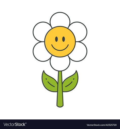 Daisy Cartoon, Daisy Vector, Cartoon Daisy, Big White Flowers, T Shirt Print Design, Illustration Funny, T-shirt Print Design, Cartoon Flowers, Pinterest Images