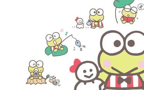 Kerropi Laptop Wallpaper, Kerropi Desktop Wallpaper, Keroppi Wallpapers Ipad, Keroppi Wallpapers Aesthetic Laptop, Keroppi Desktop Wallpaper, Cute Keroppi, Sanrio Art, Sanrio Wallpapers, Hello Kitty Shop