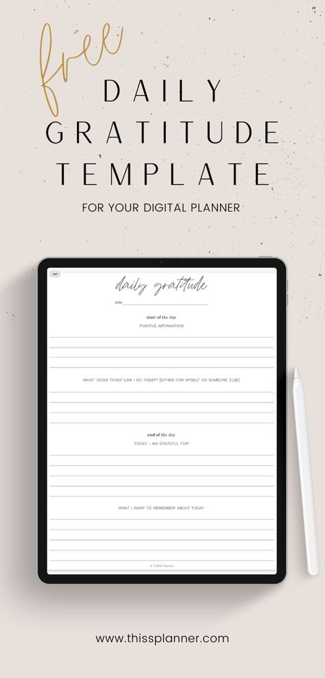 free gratitude journal template daily insert page for your digital planner.  Join our email list to access this daily gratitude insert and more!  #gratitudejournal #freegratitudejournal #digitalgratitudejournal Digital Mindfulness Journal, Gratitude Planner Ideas, Good Notes Journal Templates Free, Diary Template Journals, Free Journal Templates, Goodnotes Journal Templates Free, Ipad Journal Template, Daily Gratitude Journal Template, Fancy Notes