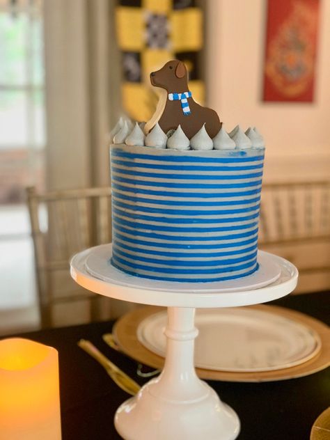 When your kid loves dogs and Harry Potter, clearly it’s time to plan a Puppy Potter Birthday Party!  For her cake, my daughter was certain she wanted chocolate chip cake with cookie dough buttercream filling.  The cake was topped with a Puppy Potter decorated sugar cookies.  Could it BE any cuter? #harrypotterparty #cake #cookiedough #puppy Cake With Cookie Dough, Puppy Party Birthday, Cookie Dough Buttercream, Party Birthday Cake, Chocolate Chip Cake, Buttercream Filling, Decorated Sugar Cookies, Dessert Tables, Puppy Party