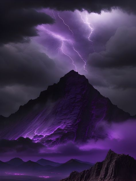 Purple Landscape, Purple Mountains, Surreal World, Mountains Aesthetic, Unicorn Wallpaper, Grey Clouds, Black Mountain, Bachelor Pad, Vibrant Purple