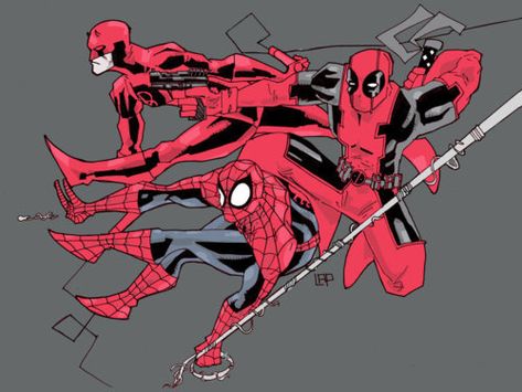 Deadpool Daredevil, Disneysea Tokyo, Deadpool X Spiderman, Deadpool And Spiderman, Marvel Fan Art, Team Red, Red Team, Marvel Deadpool, Marvel Wallpaper