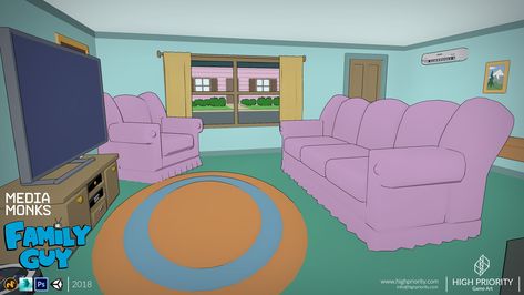 Family Guy House, Guy Room Decor, Guy Living Room, Brian Family Guy, Family Guys, Guy Room, Griffin Family, Living Room Windows, Room Pictures