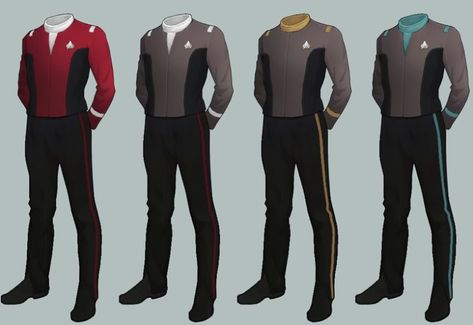 Star Trek Costumes, Space Uniform, Uniform Template, Sci Fi Outfits, Sci Fi Uniform, Star Trek Bridge, Star Trek Costume, Star Trek Uniforms, Sci Fi Clothing