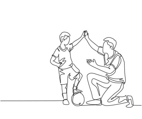 Court Drawing, Football Court, Playing Soccer, Continuous Line Drawing, One Line Drawing, Continuous Line, High Five, My Father, Design Vector