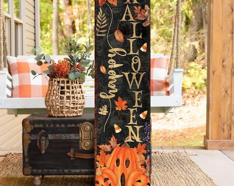 Halloween Sign Welcome Witches 4ft Porch Decor Direct Print All Wood Approx 9 X 48 Inches Whimsical Witch Fall Decor - Etsy Door Leaners, Gnome Signs, Halloween Constumes, Front Porch Halloween, Rustic Farmhouse Entryway, Halloween Plaque, Harvest Crafts, Porch Halloween, Halloween Porch Sign