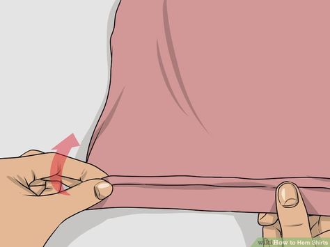 4 Ways to Hem Shirts - wikiHow Hot Mini Dress, Shirt Alterations, Altered T Shirts, Sewing Hems, Original Hem, Sewing Alterations, Sewing Tutorials Clothes, Diy Clothes Life Hacks, Altering Clothes