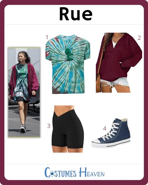 DIY Rue Bennett (Euphoria) Outfits Ideas [2023] For Cosplay & Halloween Euphoria Clothing Rue, Euphoria Outfits School Appropriate, Rue Bennett Outfit Ideas, Rue Euphoria Outfits Party, Rue Inspired Outfits, Rue Costume Euphoria, Rue Outfits Euphoria, Euphoria Costume Ideas, Rue Bennett Outfit