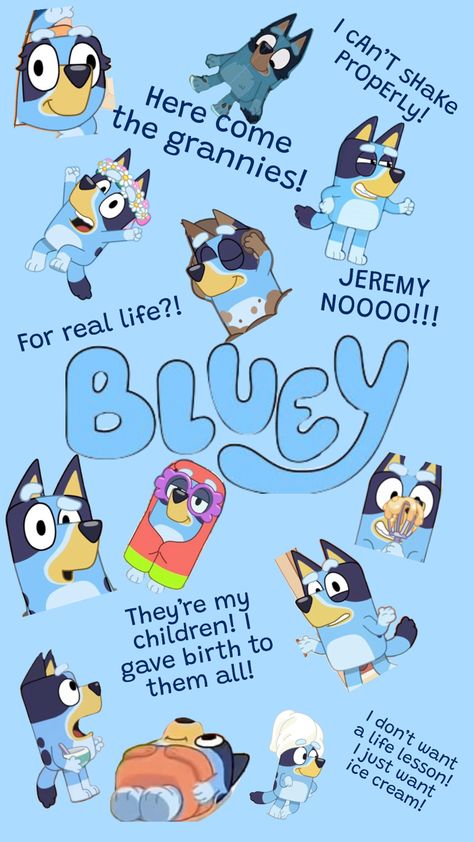 Bluey and some of her iconic sayings! Iconic Sayings, Bingo Quotes, Bingo Funny, Cute Backgrounds For Iphone, Funny Lockscreen, Cute Funny Pics, Cute Funny Cartoons, Cute Fall Wallpaper, Funny Pix