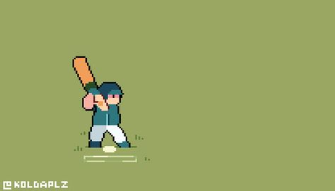 koldaplz, baseballer, player, bat, strike, ball, kick, perfect, ok, good, character design, animation, animated, animados, animação, animacion, 8bit, pixel art, digital art, video games, game art, game gifs, game design, indie, indiedev, game inspiration Baseball Pixel Art, Pixel Animation Gif, Good Character Design, 8bit Pixel Art, Pixel Art Animation, Male Body Art, Piskel Art, Pixel Characters, Cartoon Style Drawing