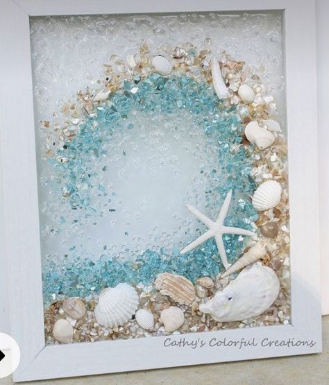 Sea Glass Window Art, Sea Glass Window, Beach Glass Crafts, Seashell Projects, Art Coquillage, Glass Window Art, Shell Crafts Diy, Beach Glass Art, Sea Crafts