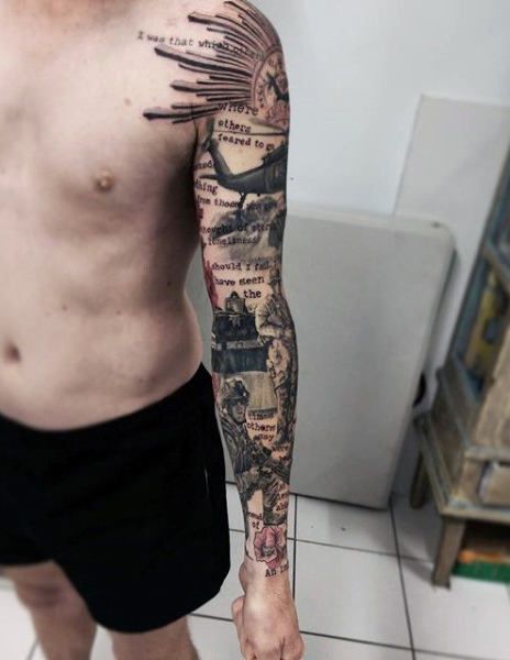 Abstract Male Army Full Sleeve Tatto Design Inspiration Anzac Tattoo Design, Anzac Tattoo, Connected Tattoos, Army Tattoos For Men, Old School Design, Meaning Tattoos, Australian Army, Army Tattoos, Abstract Tattoo Designs