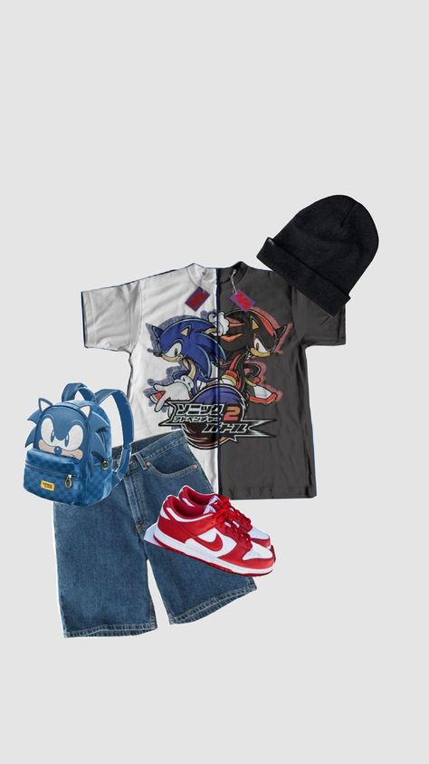 sonic and shadow fit Sonic Themed Outfit, Shadow The Hedgehog Clothes, Sonic And Shadow Outfits, Sonic Outfit Ideas, Sonic Inspired Outfits, Sonic Clothes, Sonic Outfit, Sick Fits, Employee Uniform