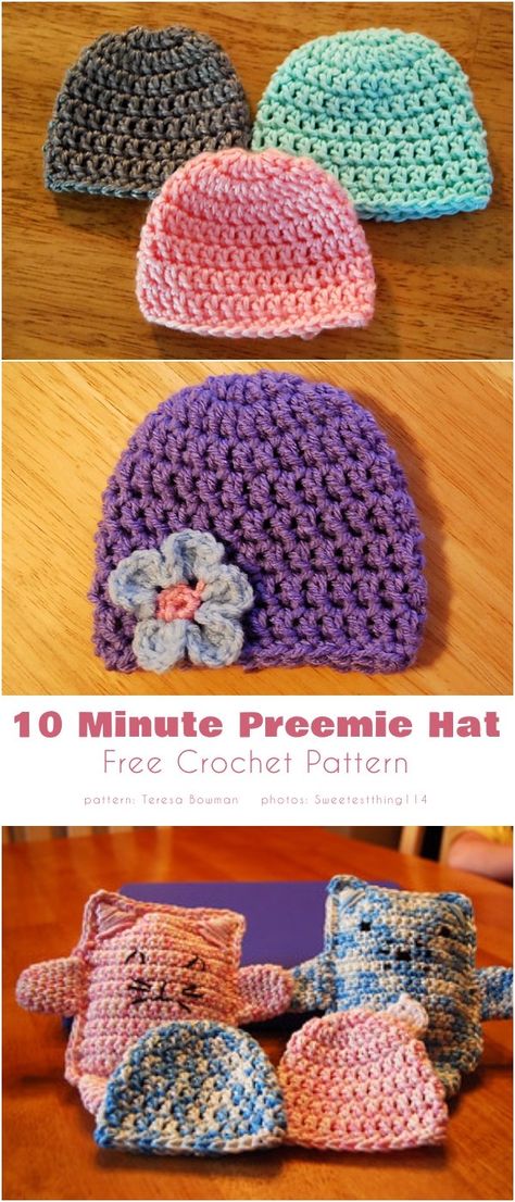 Crochet Preemie Hats Pattern, Free Crochet Premie Hat Patterns, Premie Baby Crochet Hat Pattern, Nicu Baby Hats Preemie Crochet, Premie Hats Knit Free Pattern, Preemie Beanies Crochet, Premature Crochet Patterns, Crochet Premie Hats Free Pattern, Crochet Premie Hat Pattern