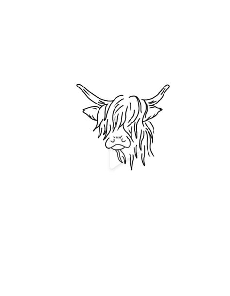 Fuzzy Cow Tattoo, Simple Highland Cow Tattoo, Mini Highland Cow Tattoo, Easy Drawings Western, Fluffy Cow Tattoo, Highland Cow Tattoo Simple, Cow Outline Tattoo, Agriculture Tattoo, Highland Cow Drawing