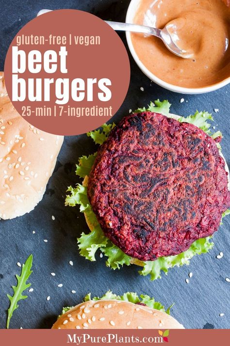 Vegan Beet Burger, Beet Burger Recipe, Beetroot Burger, Beetroot Burgers, Pea Puree, Beet Burger, Weekend Lunch, Vegan Summer Recipes, Plant Based Burgers