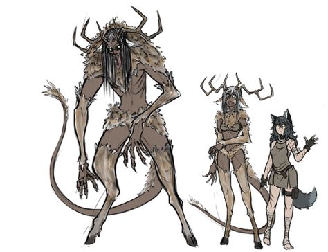 Wendigo Design, Wendigo Oc, Wolf Witch, Fantasy Inspo, Monster Girl Encyclopedia, 다크 판타지, Creature Drawings, Monster Concept Art, Fantasy Races