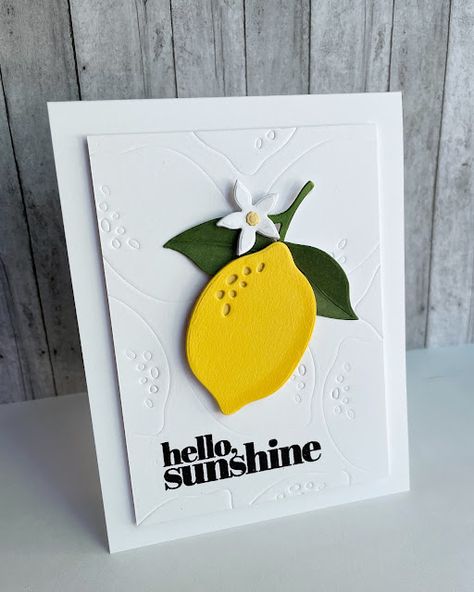 Fruit Cards, Lemon Watercolor, Best Wishes Card, Fruit Berries, Fabric Postcards, Bee Cards, Spellbinders Cards, Miss You Cards, Hello Cards