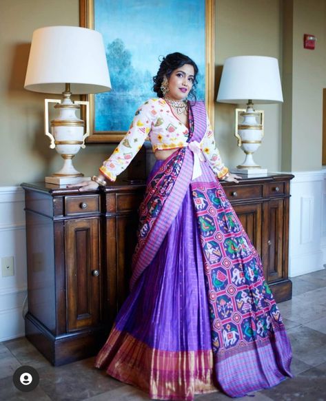 Patola Saree Draping Styles, Dolly Jain Saree Draping, Saree Draping Ideas, Half Sari, Dolly Jain, Draping Ideas, Draping Styles, Stylish Saree, Designer Bridal Lehenga Choli