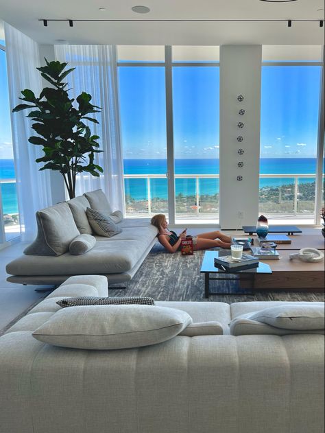 Ocean View Condo, Miami Penthouse Luxury Condo, Miami Condo Decor, Miami Condo Interiors, Miami Home Decor, Beach House Vibes, Miami Penthouse, Miami House, Bedroom Kid