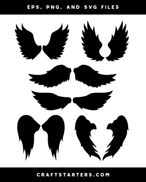 Angel Wings Silhouette, Svg Images Free, Angel Wing Silhouette, Wings Silhouette, Angel Wings Clip Art, Free Svg Images, Lucifer Wings, Fairy Templates, Angel Wings Svg