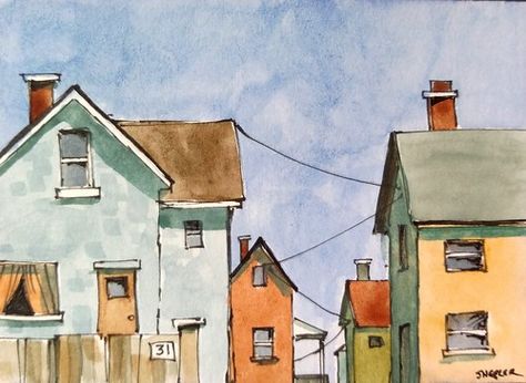 2014-07-13 10.58.24 | Peter Sheeler | Flickr Watercolour Buildings, Peter Sheeler, Watercolor House Painting, Urban Sketch, Watercolor Architecture, Drawing Exercises, Architecture Drawing Art, Watercolor Paintings Easy, 수채화 그림