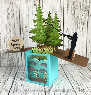 Happy Birthday Fishing, Box Cards Tutorial, Cards For Men, Exploding Box Card, Fishing Cards, Pop Up Box Cards, Masculine Birthday Cards, Fishing Birthday, Interactive Cards