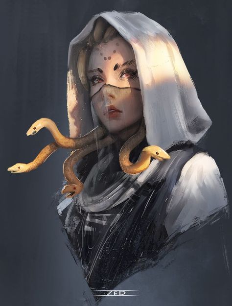 ArtStation - Medusa, _Z eD_ Medusa Art, Fete Anime, Arte Fantasy, A Snake, Arte Horror, Fantasy Inspiration, 영감을 주는 캐릭터, Dnd Characters, Fantasy Artwork