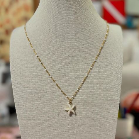 ✨New✨ White Starfish Necklace 🌟 Link in bio 🤍 #shelljewelry #mermaidjewelry #mermaid #mermaidnecklace #starfish #smallbusiness Mermaid Jewelry, Starfish Necklace, Mermaid Necklace, Shell Jewelry, Starfish, Link In Bio, Mermaid, White